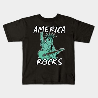 Statue Of Liberty Guitar Electric Guitarist 4th July Kids T-Shirt